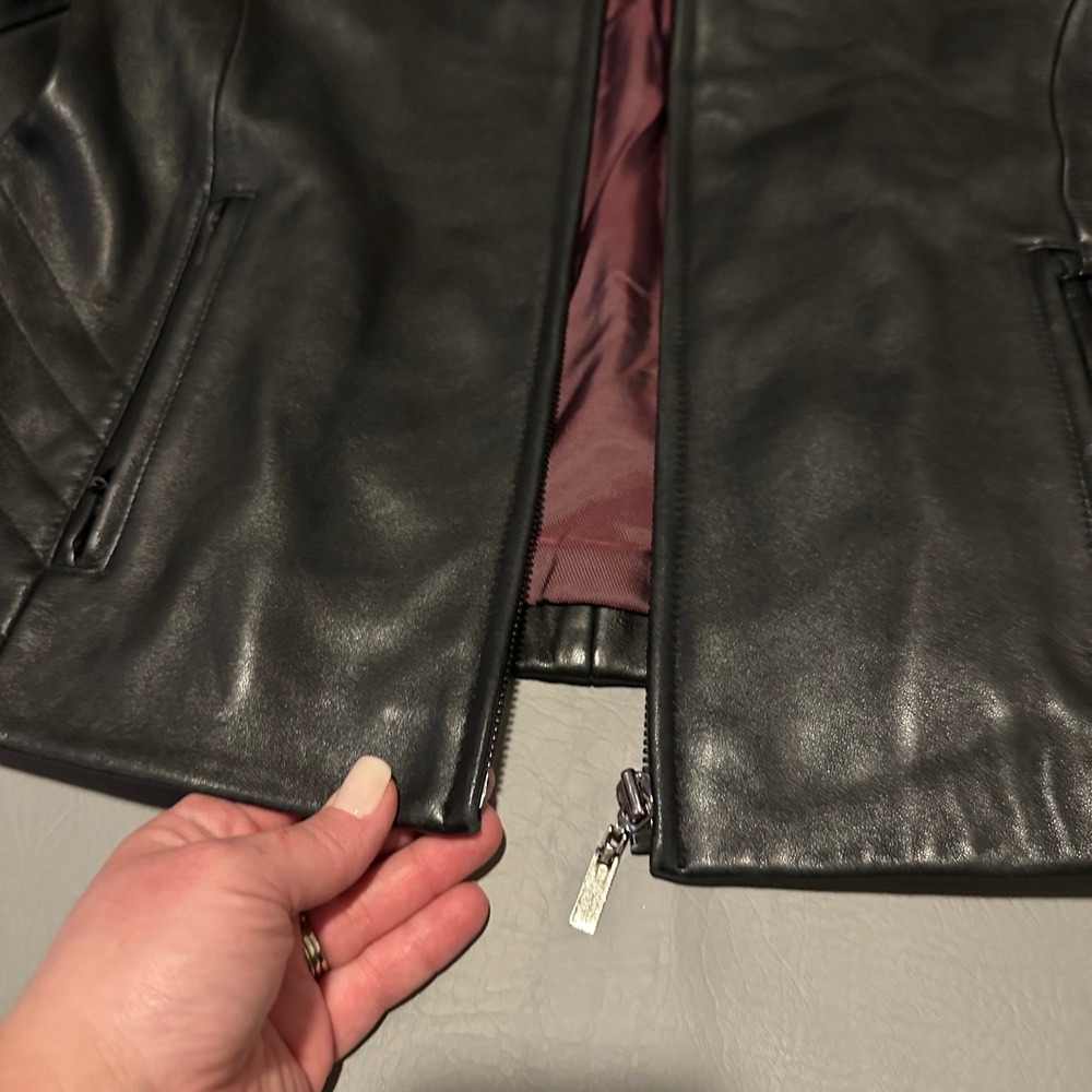 Adler Collection Real NZ Lamb Skin Leather Jacket Black Zipper Front Large - Picture 5 of 11